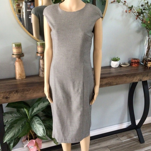 Zara Basic Tube Houndstooth Pattern Sheath Checker Work Office Dress - Picture 9 of 12